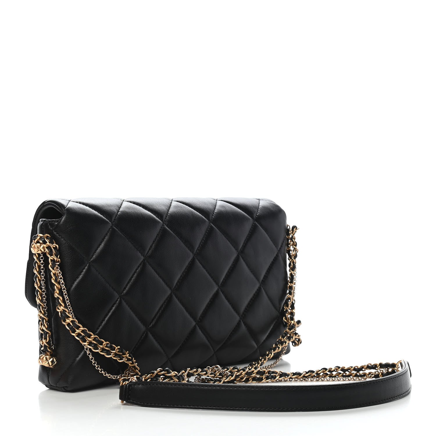 Chanel Lambskin Quilted Crush On Chains Flap Bag Black 2 of 9