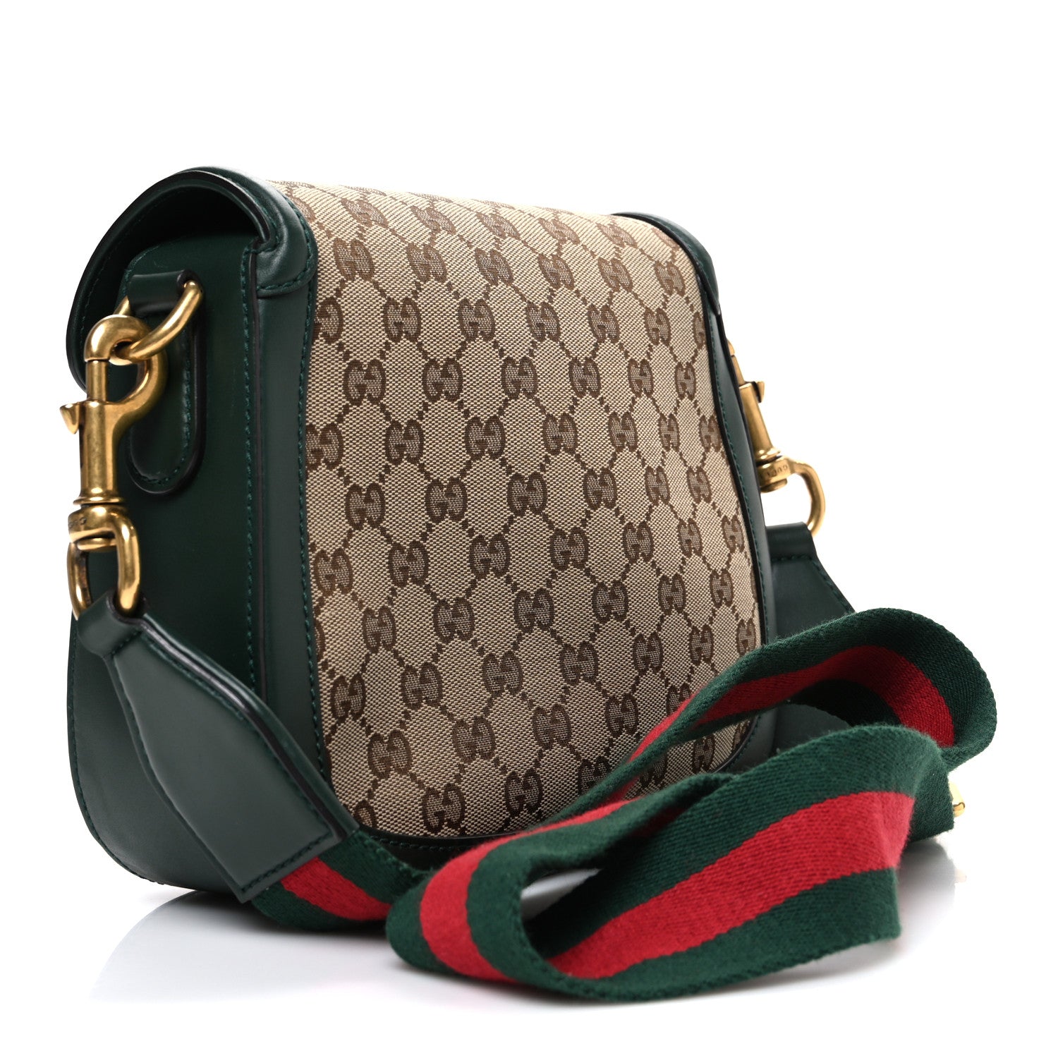 Gucci Monogram Calfskin Medium Lady Web Shoulder Bag Beige Green 3 of 10