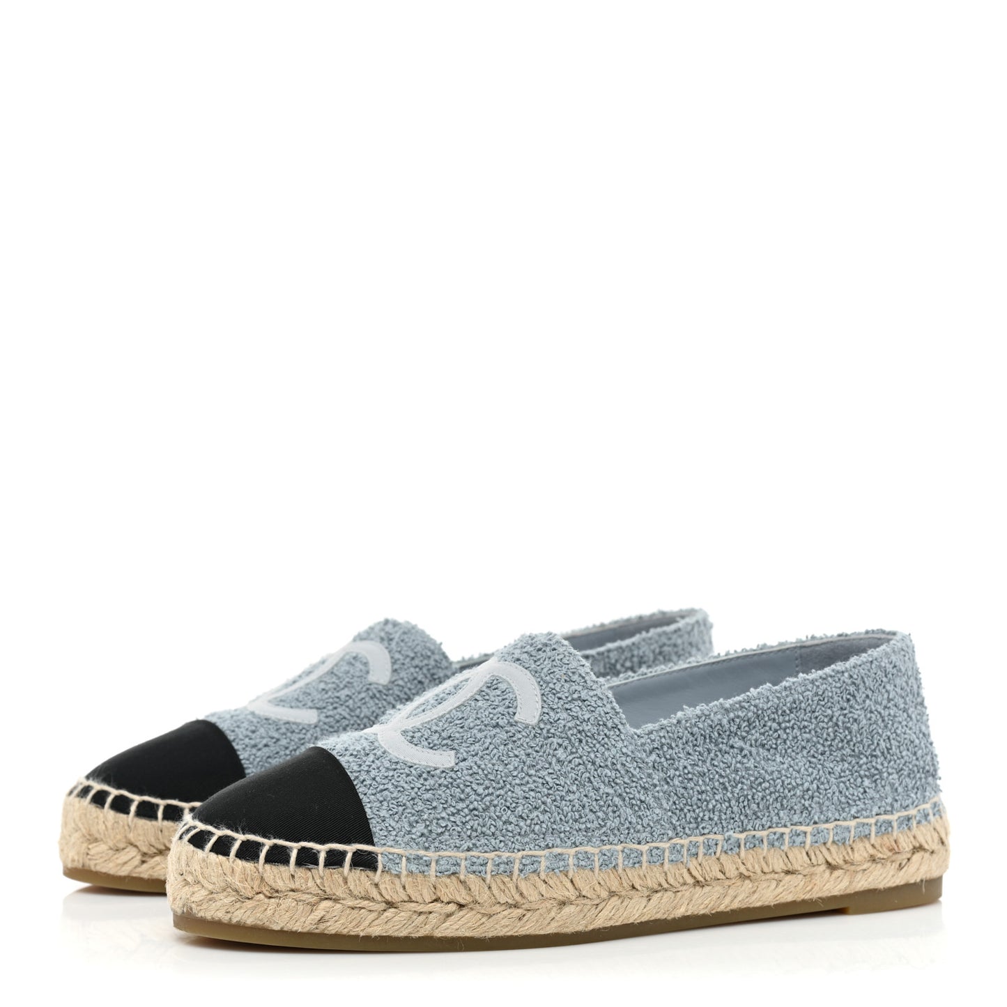 Fabric Grosgrain CC Espadrilles 37 Blue Light Gray Black