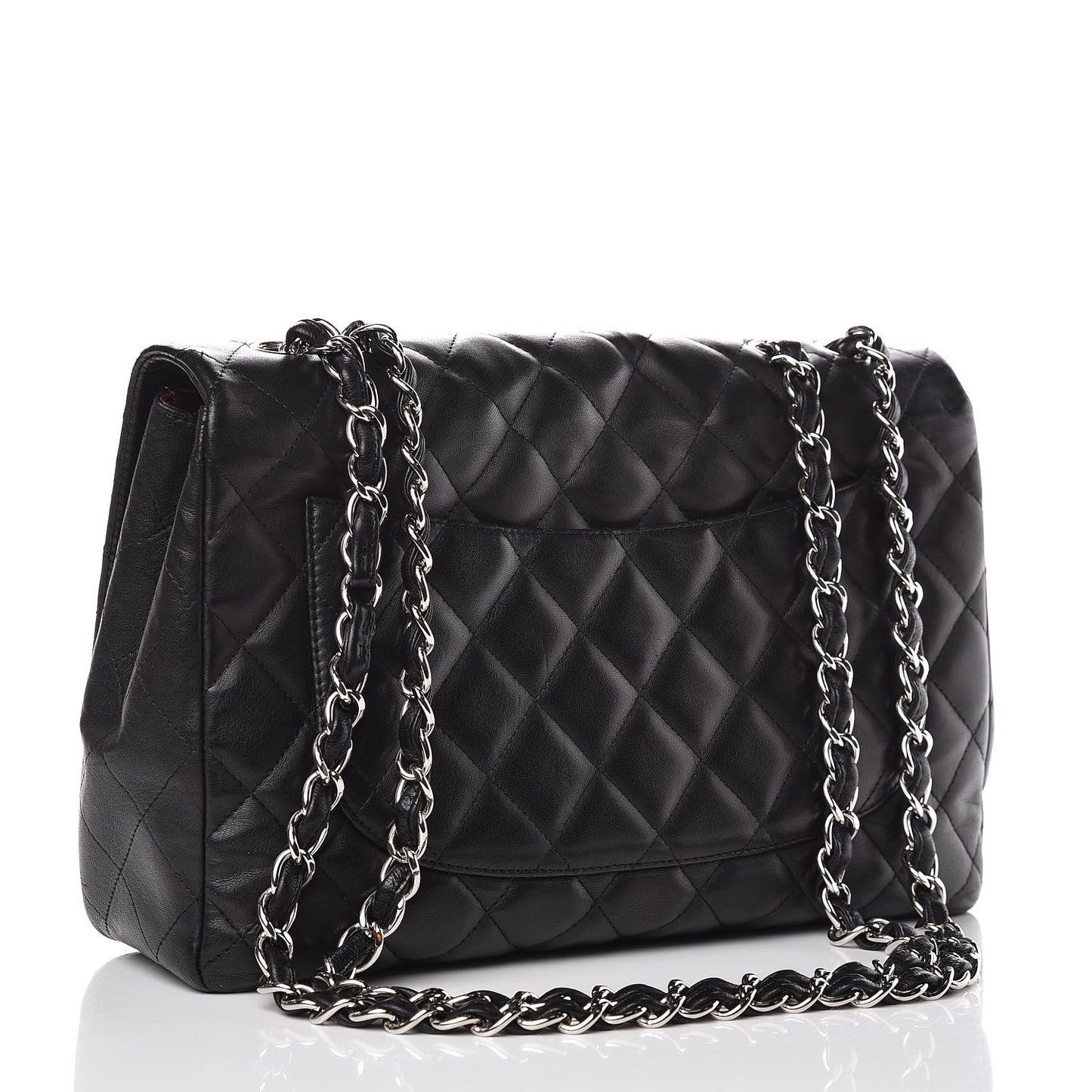 Lambskin Quilted Jumbo Single Flap Black