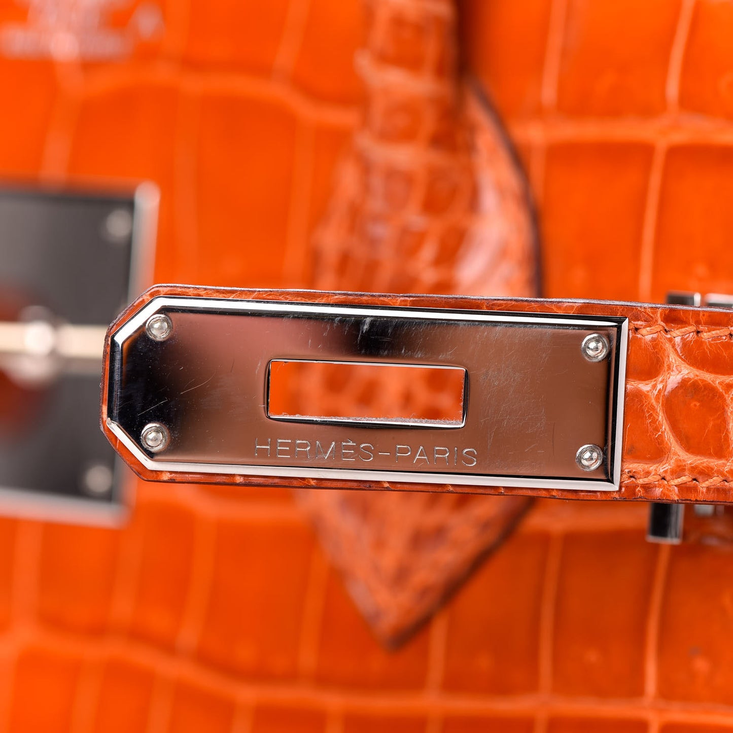 Shiny Porosus Crocodile Birkin 30 Orange