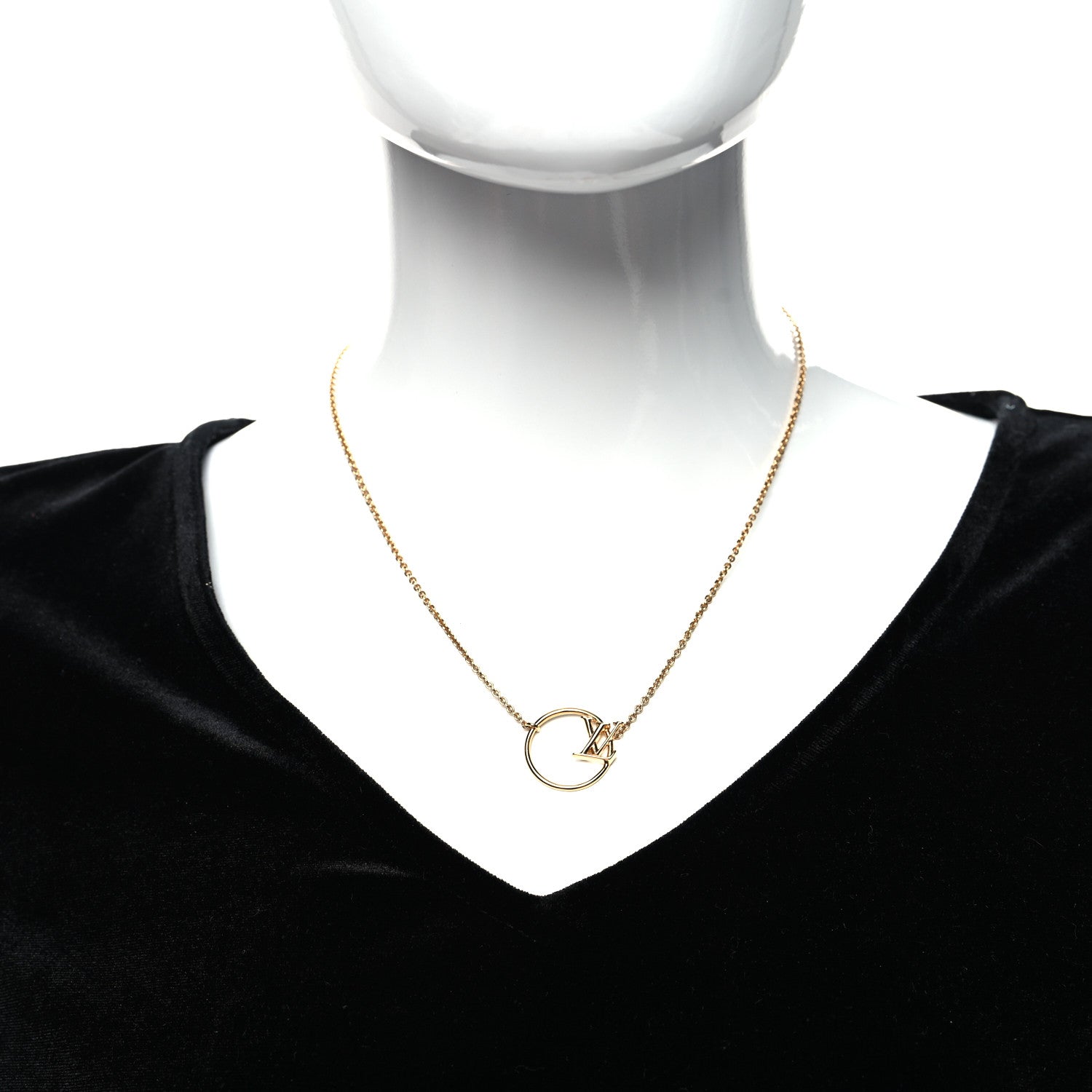 Louis Vuitton Metal LV Eclipse Necklace Gold 2 of 6