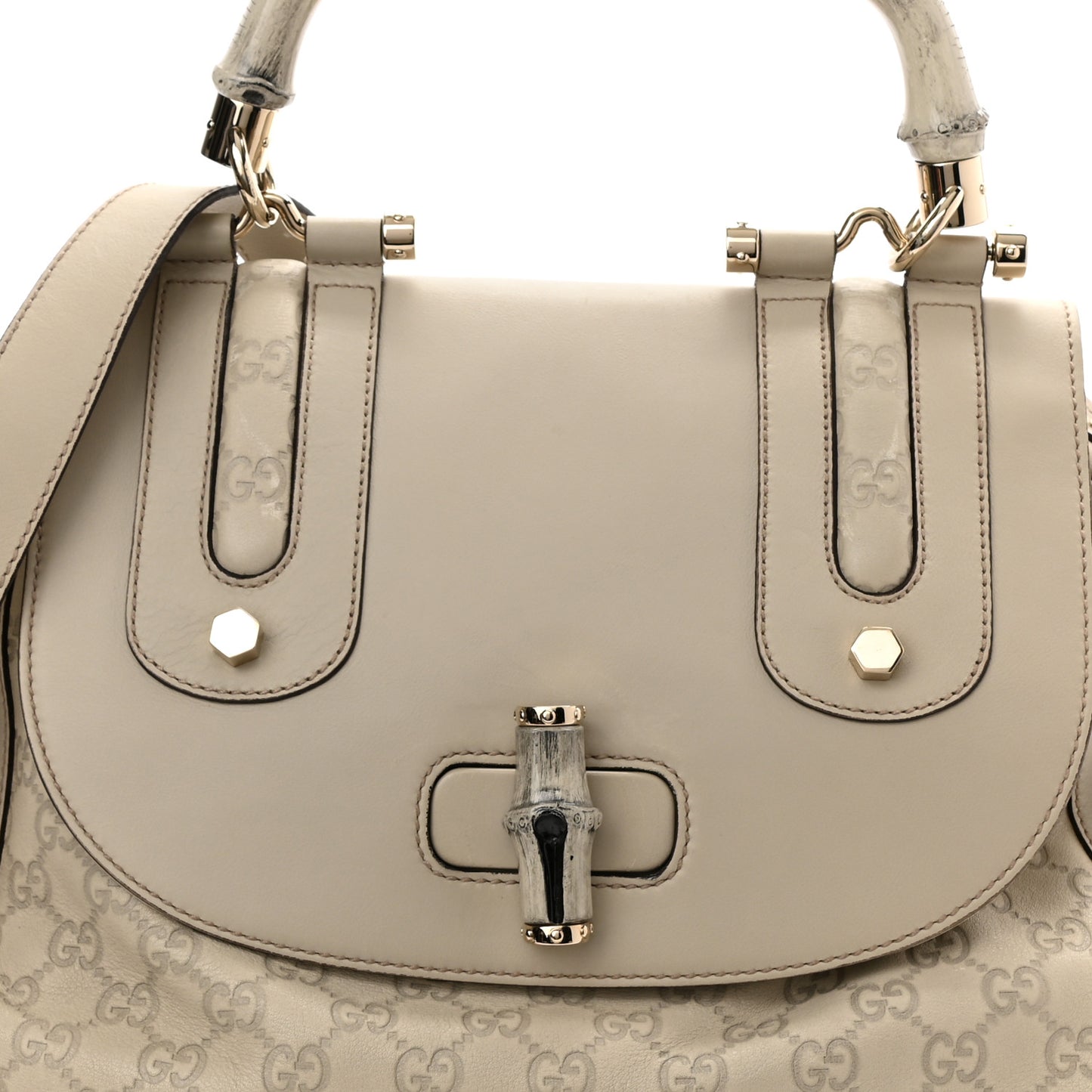 Guccissima Pop Bamboo Handle Tote Off White