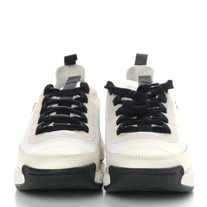 Chanel Velvet Calfskin Mixed Fibers CC Sneakers 38 Ivory Black 2 of 7