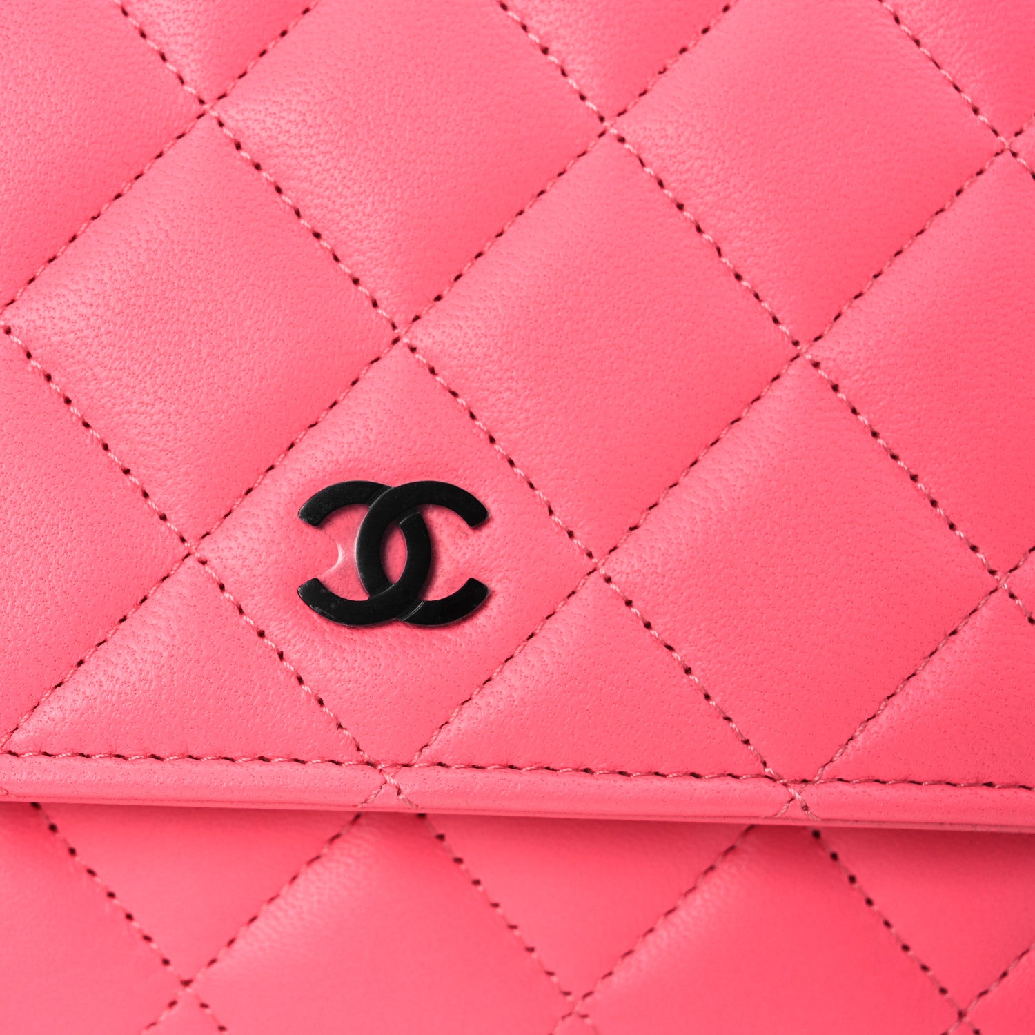 Chanel Lambskin Quilted Wallet On Chain WOC Coral Pink 15 of 19