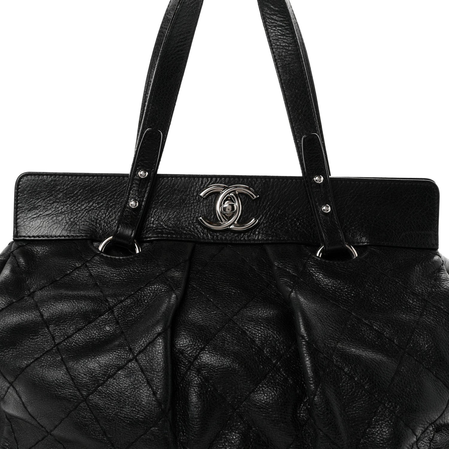 Chanel Glazed Calfskin Large On The Road Large Frame Tote Black 8 of 11