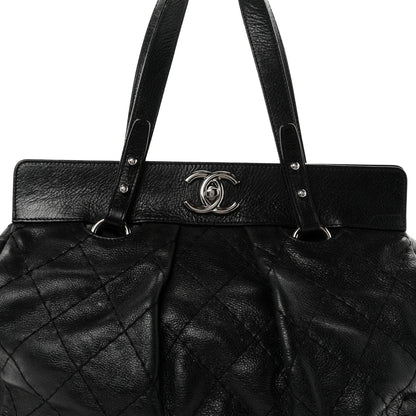 Chanel Glazed Calfskin Large On The Road Large Frame Tote Black 8 of 11