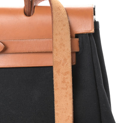 Hermes Toile Vache Calfskin Herbag 30 PM Black Natural 17 of 21