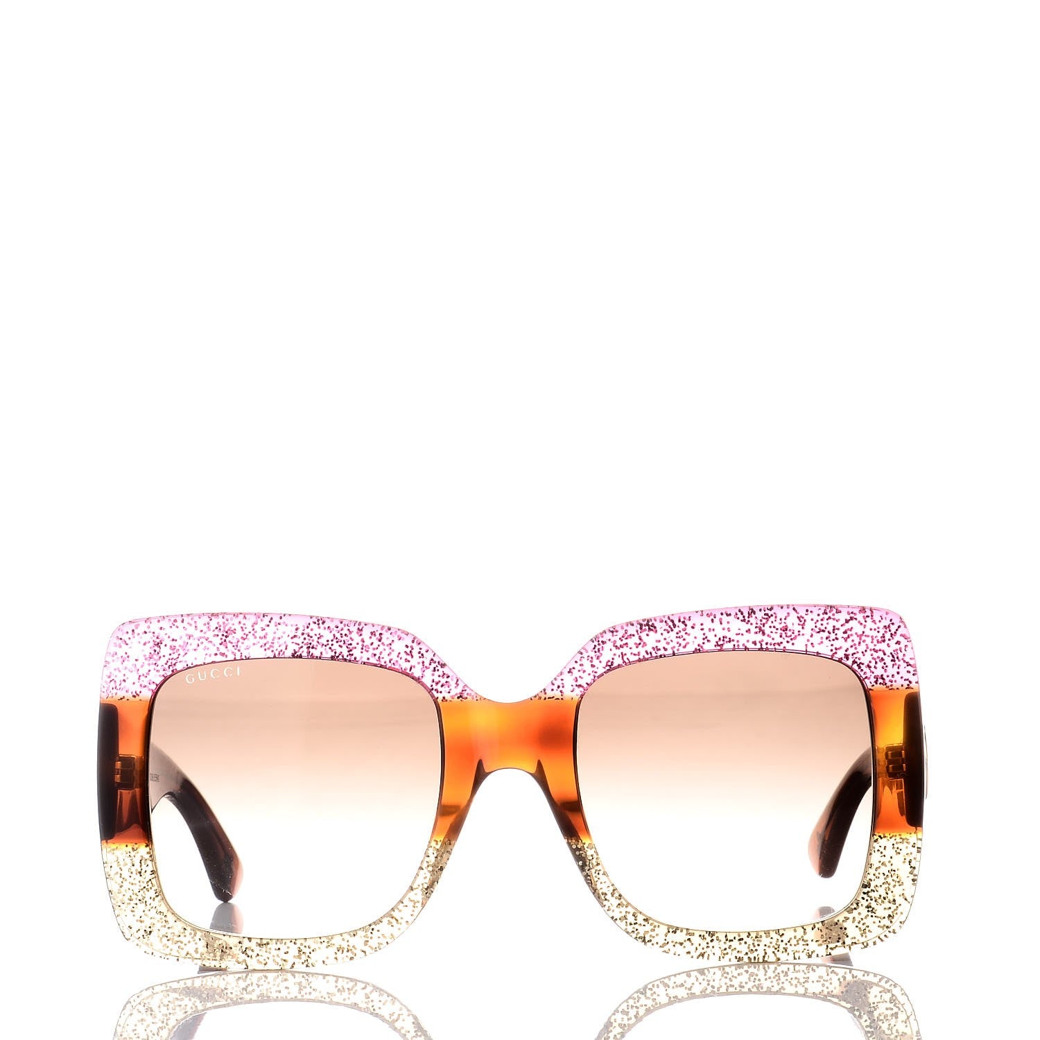Gucci Square Frame GG0083S Sunglasses Glitter Pink Multi 2 of 7