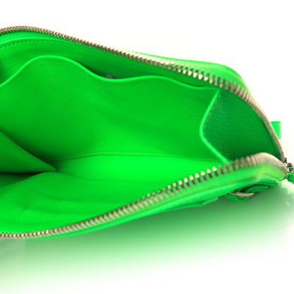Balenciaga Grained Calfskin Neo Classic Silver Hardware Zip Around Crossbody Fluo Green 4 of 4