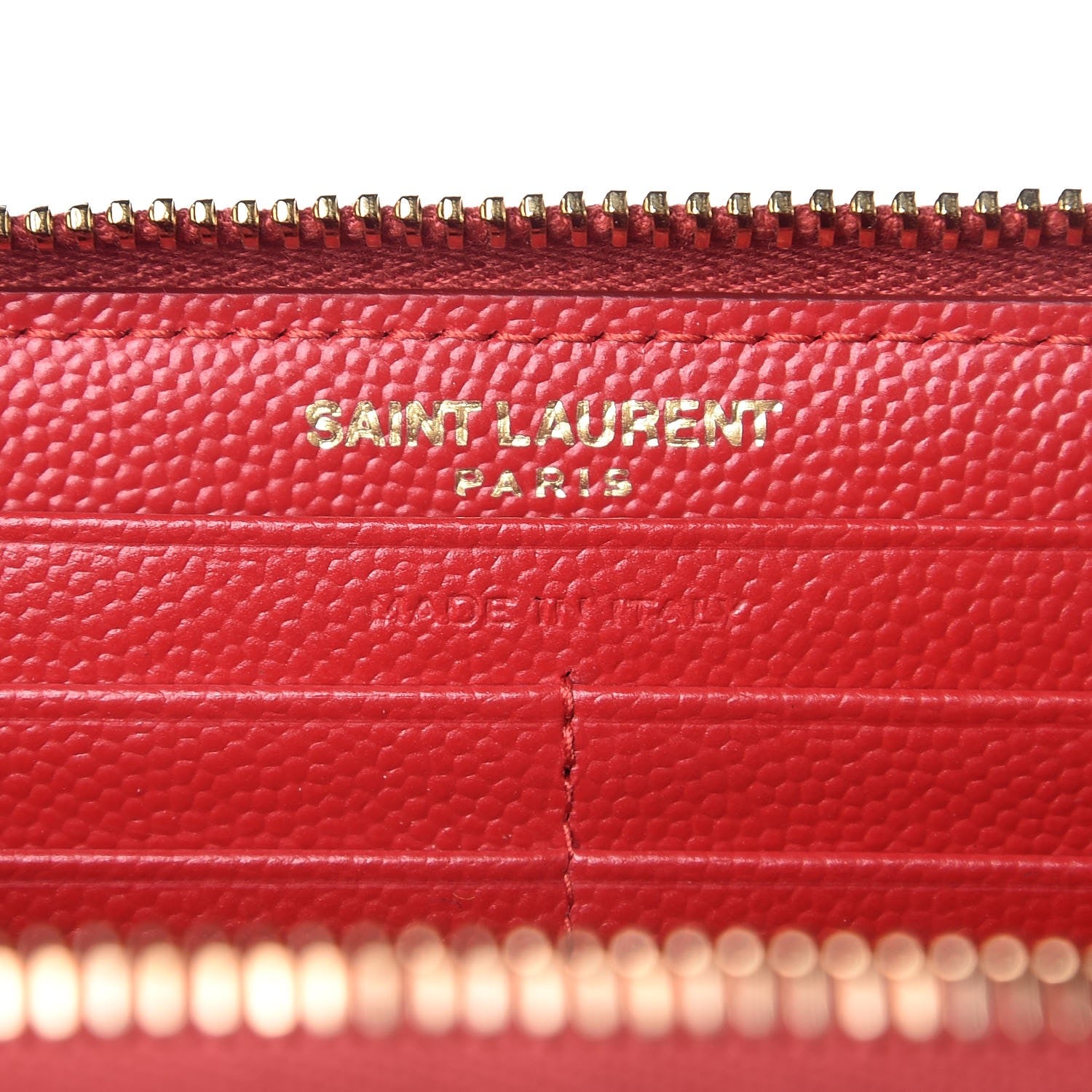 Saint Laurent Grain De Poudre Matelasse Chevron Monogram Zip Around Wallet Red 6 of 6