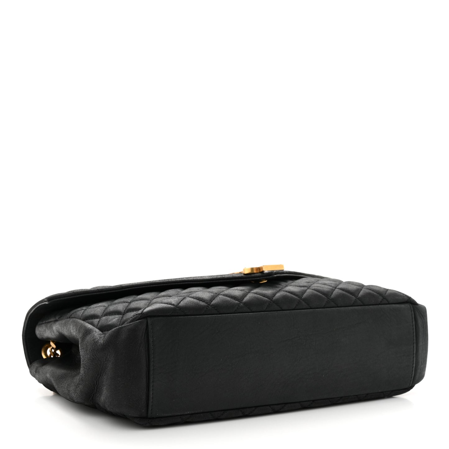 SAINT LAURENT Calfskin Mixed Matelasse Triquilt Large Monogram Envelope Satchel Deep Marine