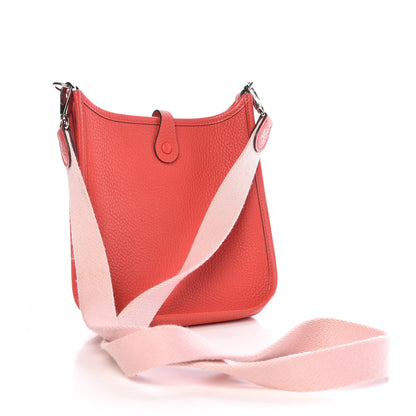 Hermes Taurillon Clemence Amazone Evelyne TPM Rouge Pivoine Rose Sakura 3 of 12