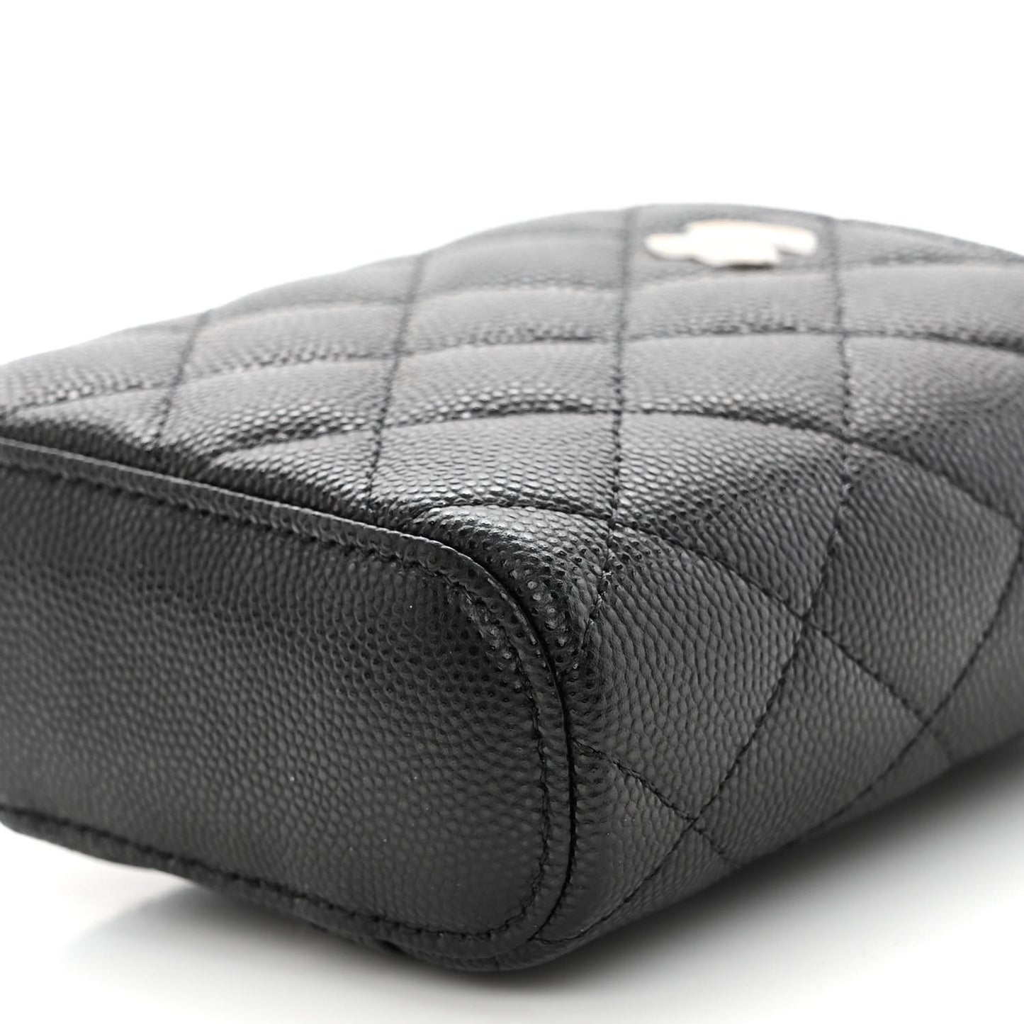 Caviar Quilted Small Vertical Coco Beauty Vanity Case With Chain Black