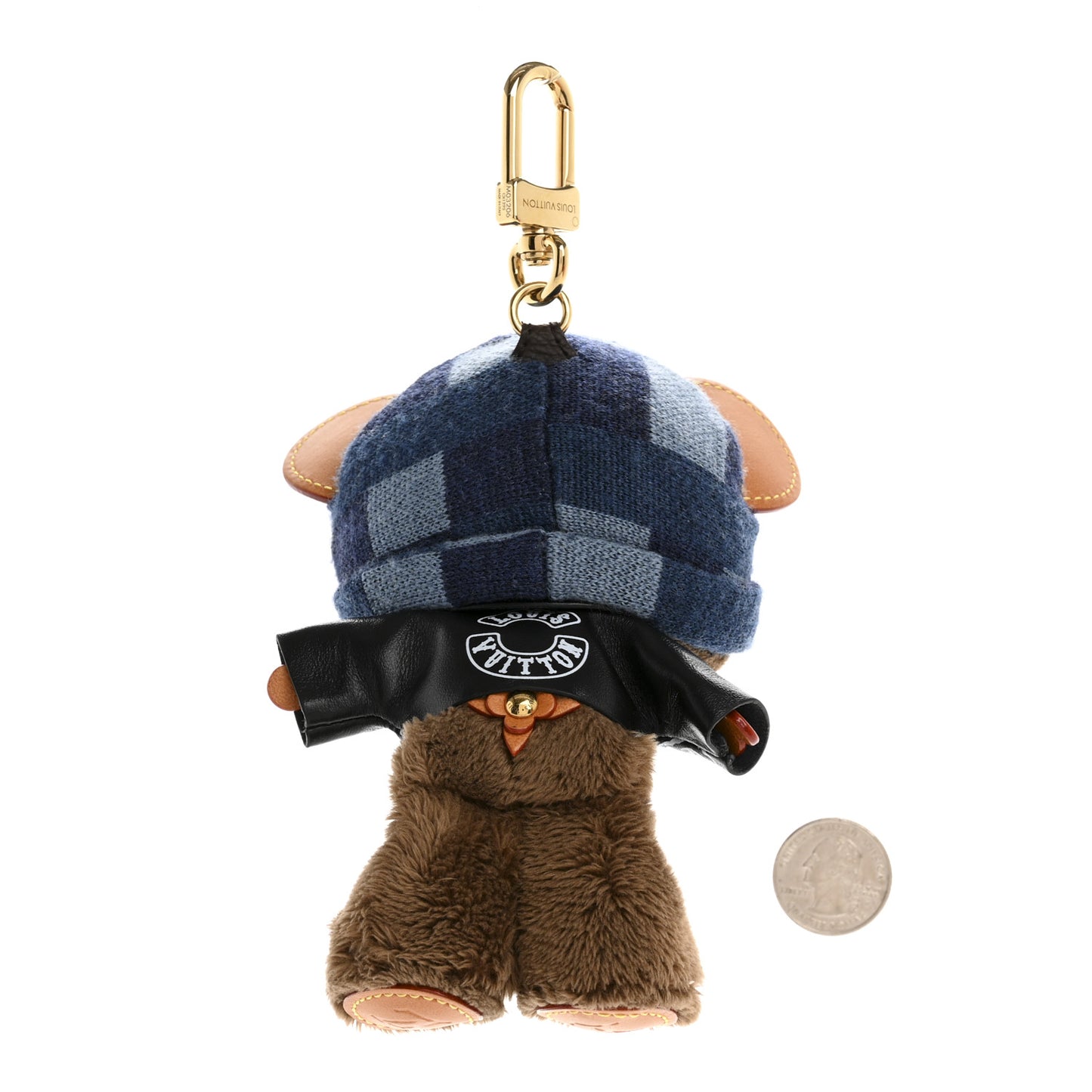 Faux Fur LV Louis Bear Rockabilly Bag Charm Key Holder Black