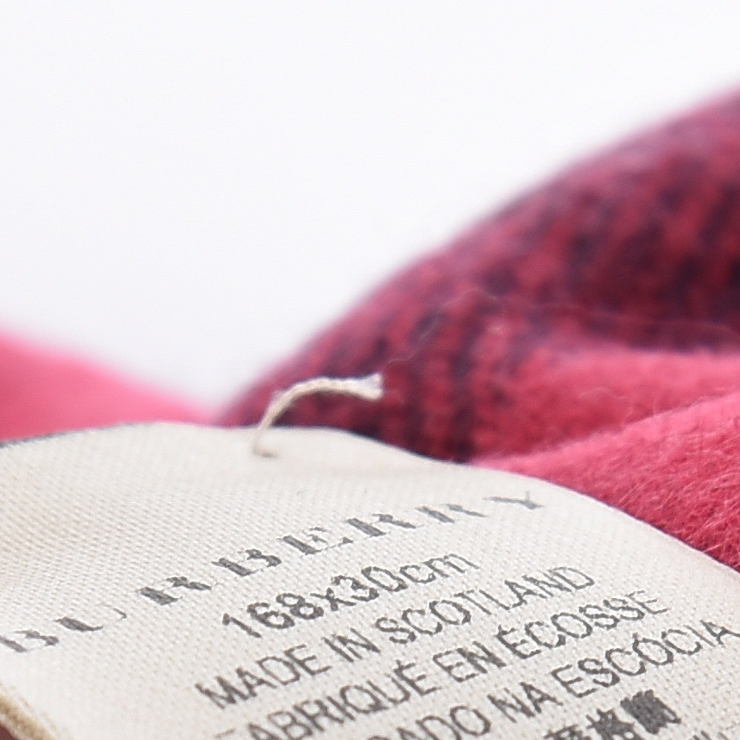 Burberry Cashmere Giant Check Fringe Scarf Fuchsia 6 of 6