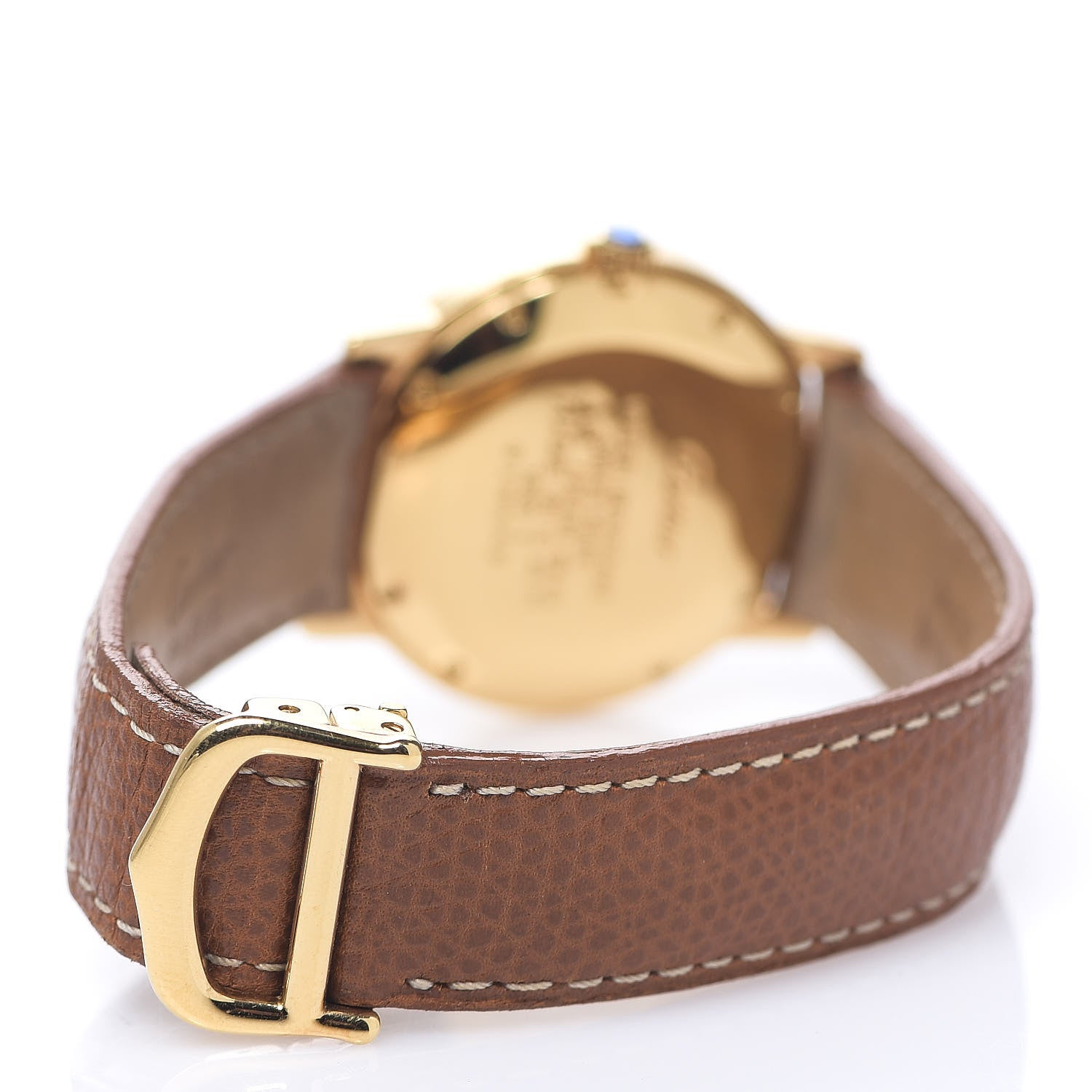 Cartier Sterling Silver Vermeil Calfskin 33mm Must De Quartz Watch Brown 3 of 7