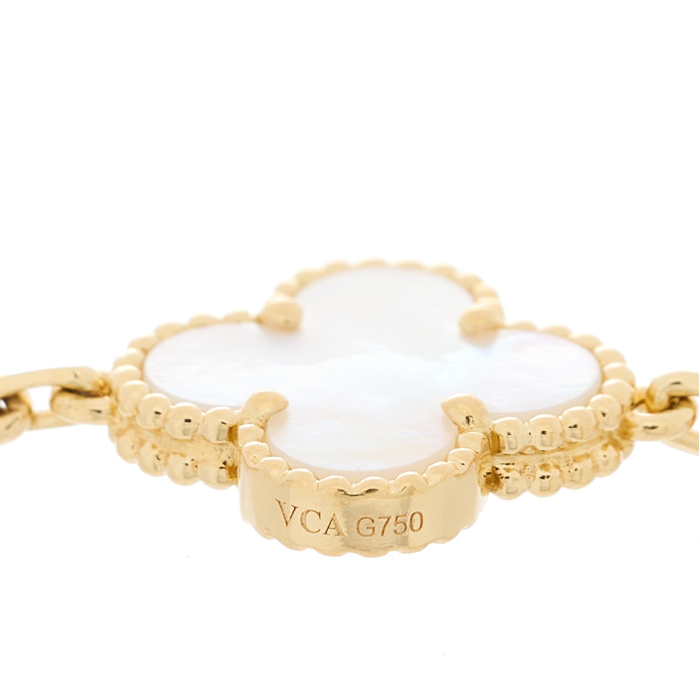 Van Cleef & Arpels 18K Yellow Gold Mother of Pearl 5 Motifs Vintage Alhambra Bracelet 3 of 5