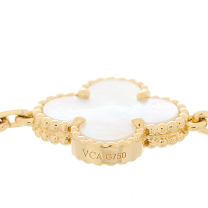 Van Cleef & Arpels 18K Yellow Gold Mother of Pearl 5 Motifs Vintage Alhambra Bracelet 3 of 5