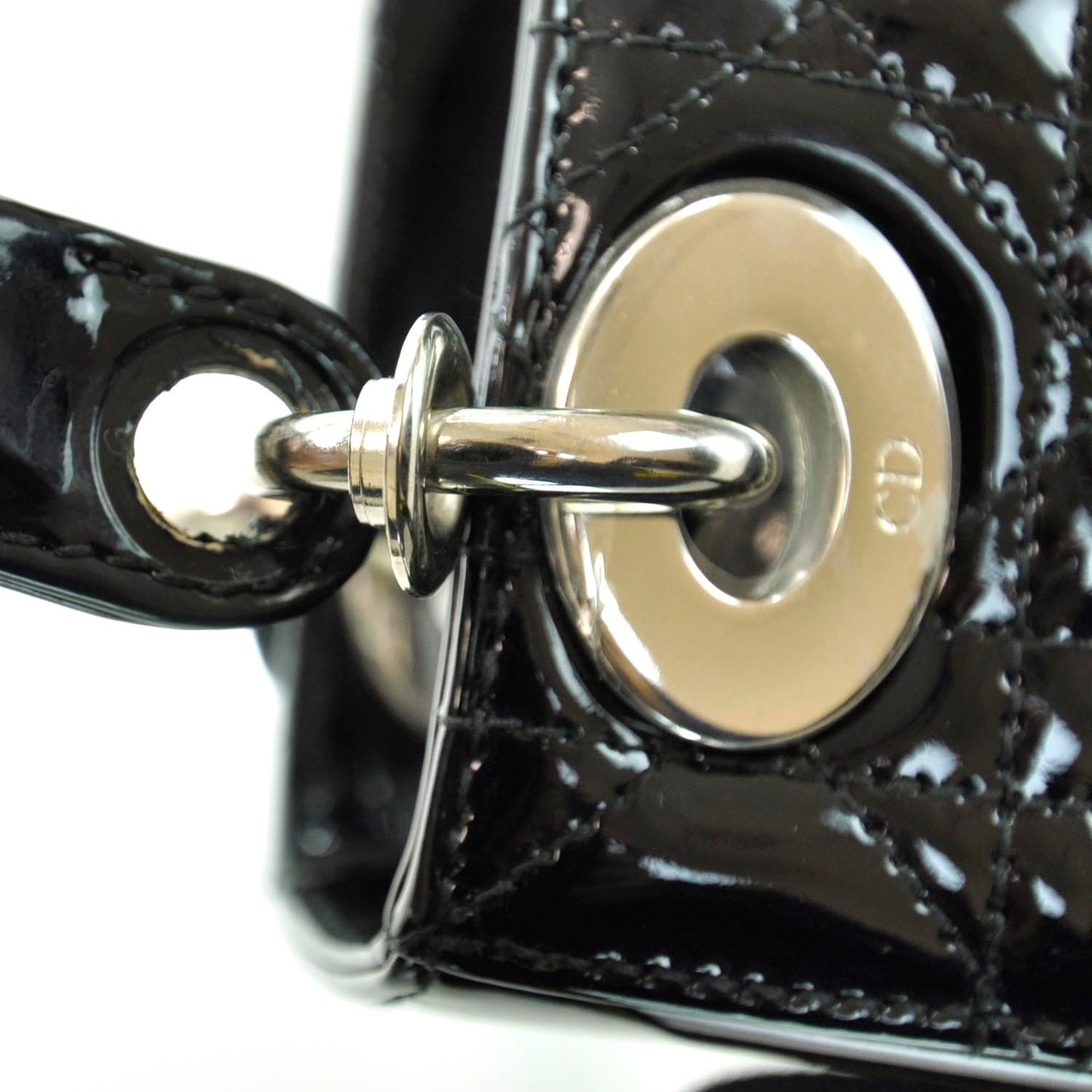 Patent Cannage Mini Lady Dior Black