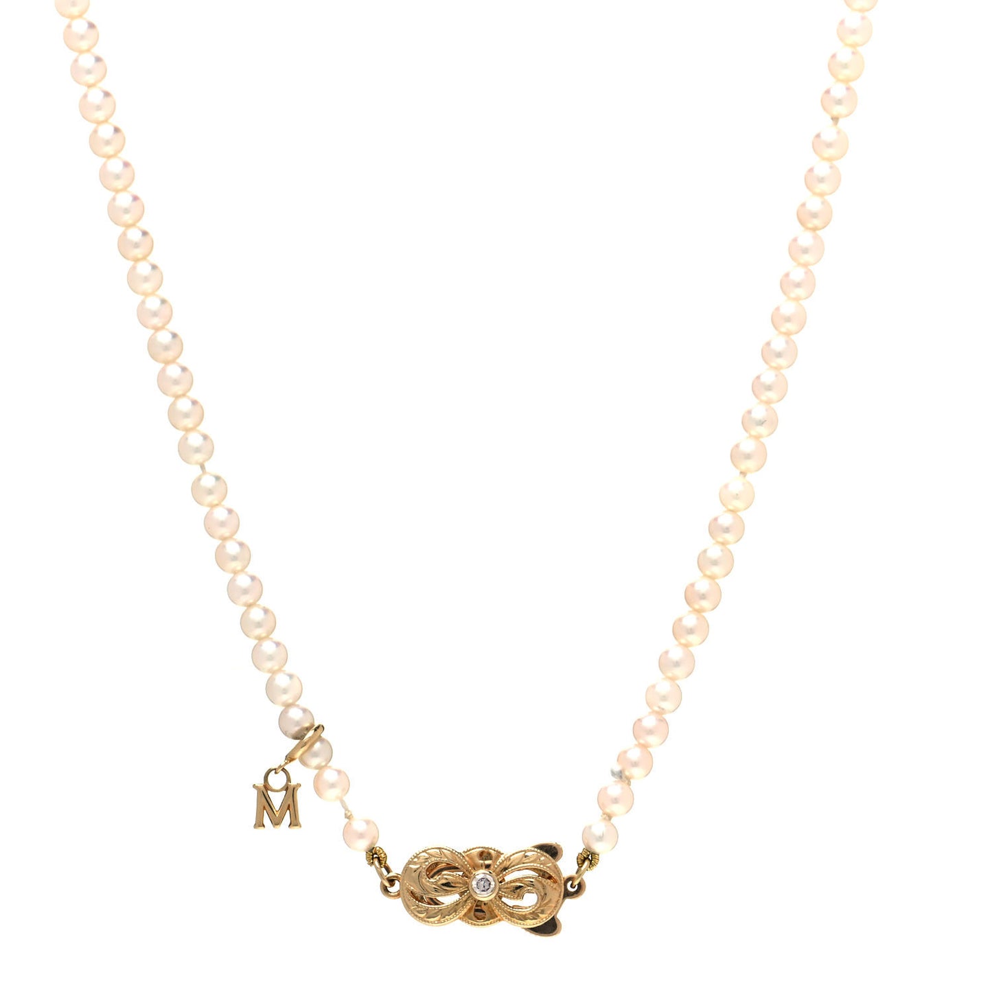 18K Yellow Gold Akoya Pearl 3.5-4mm Strand Necklace