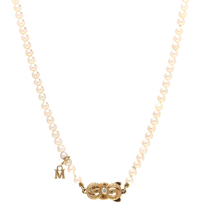Mikimoto 18K Yellow Gold Akoya Pearl 3.5-4mm Strand Necklace 1 of 4
