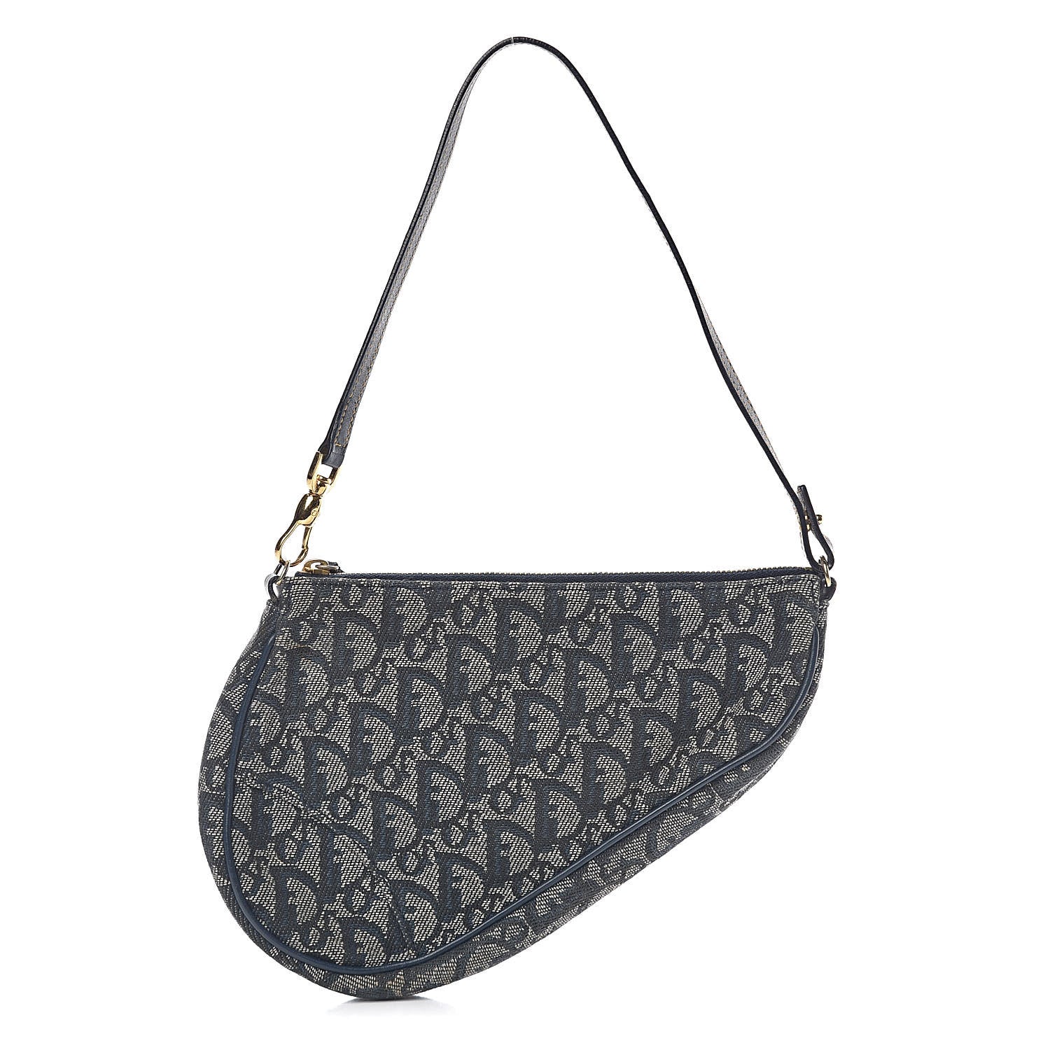 Christian Dior Monogram Mini Saddle Pochette Navy 1 of 10