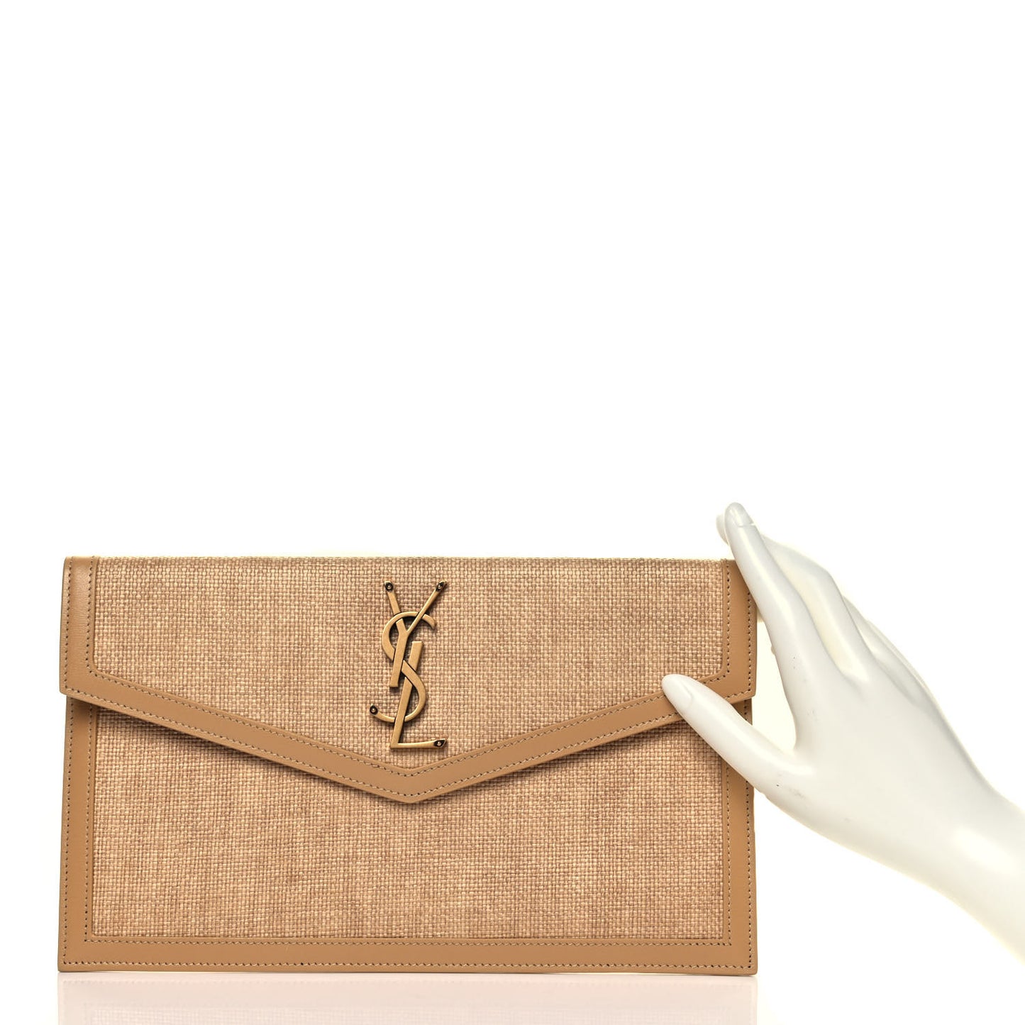 Micro Raffia Uptown Pouch Natural Hay Blush