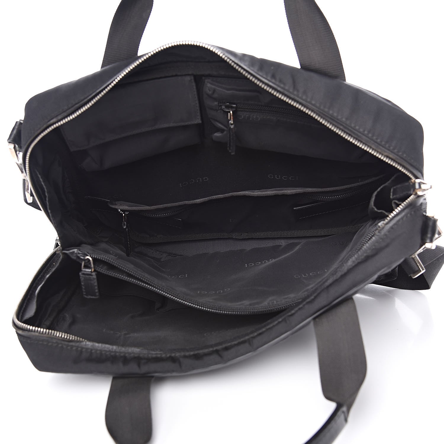 Gucci Nylon Calfskin Briefcase Black 5 of 13