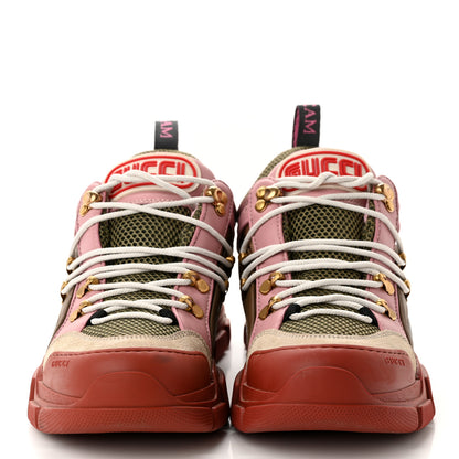Gucci X SEGA Mesh Canvas Calfskin Womens Flashtrek Sneakers 40 Military Oatmeal 2 of 10
