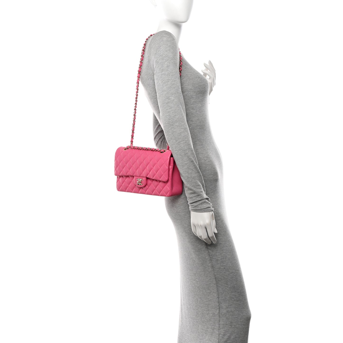 Caviar Quilted Medium Double Flap Pink