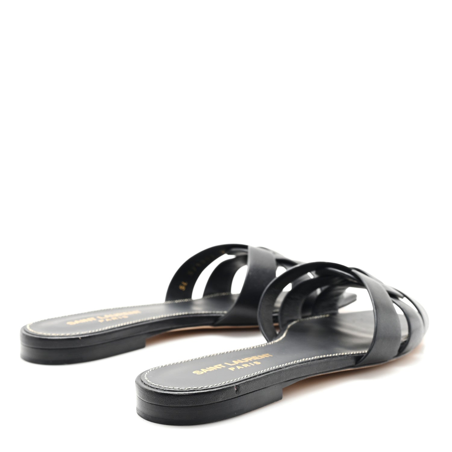 Saint Laurent Calfskin Tribute 05 Slide Sandals 36.5 Black 5 of 11