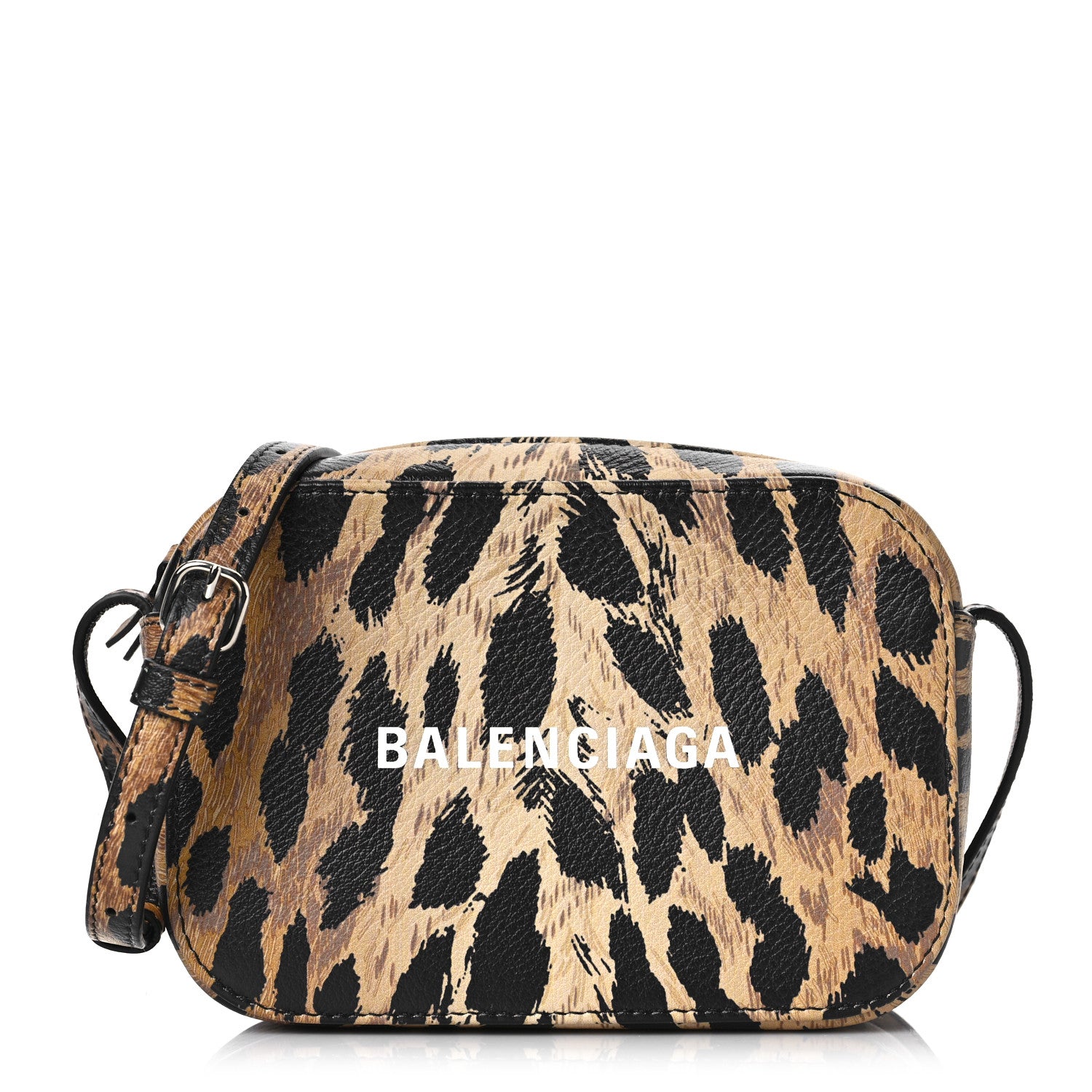 Balenciaga Calfskin Printed Leopard XS Everyday Camera Bag Beige White 1 of 8
