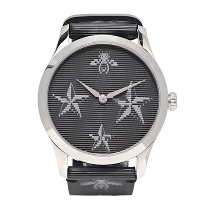 Gucci Stainless Steel Calfskin 38mm G-Timeless Bee Star Hologram Quartz Watch Black 1 of 7