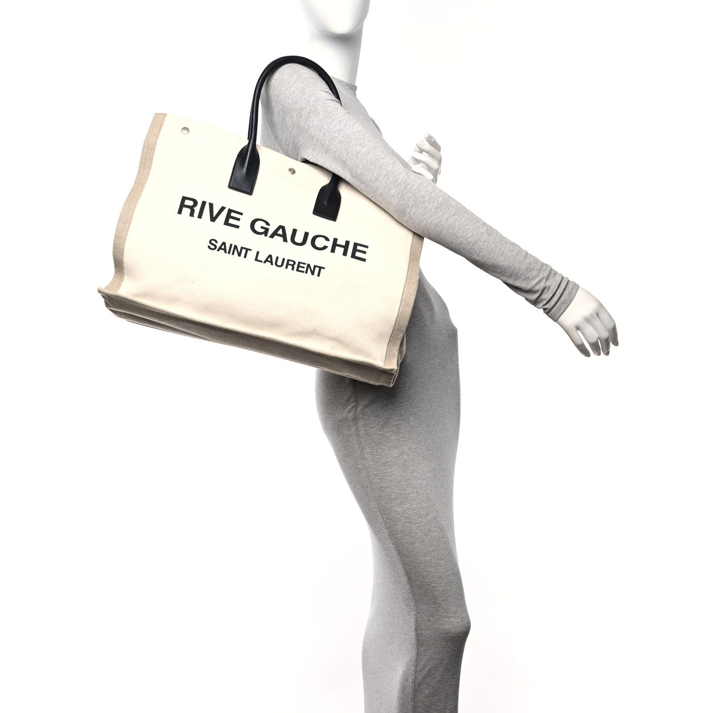 Linen Calfskin Rive Gauche Tote Optic White