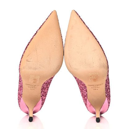 Jimmy Choo Glitter Pointy Toe Romy 85 Pumps 38.5 Pink 6 of 8
