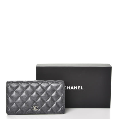 Chanel Metallic Calfskin Quilted Yen Wallet Charcoal 9 of 9