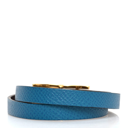 Hermes Epsom Swift Behapi Double Tour Bracelet S Bleu Izmir Rouge H 3 of 4