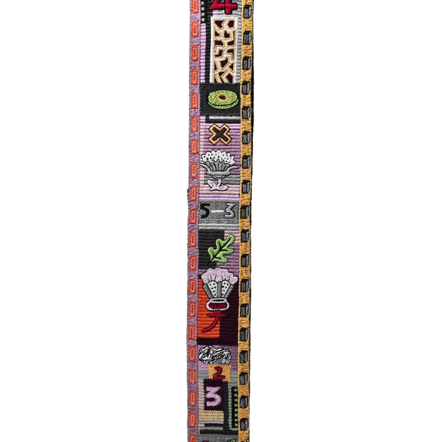 Canvas Embroidered Rockstud Guitar Strap Multicolor
