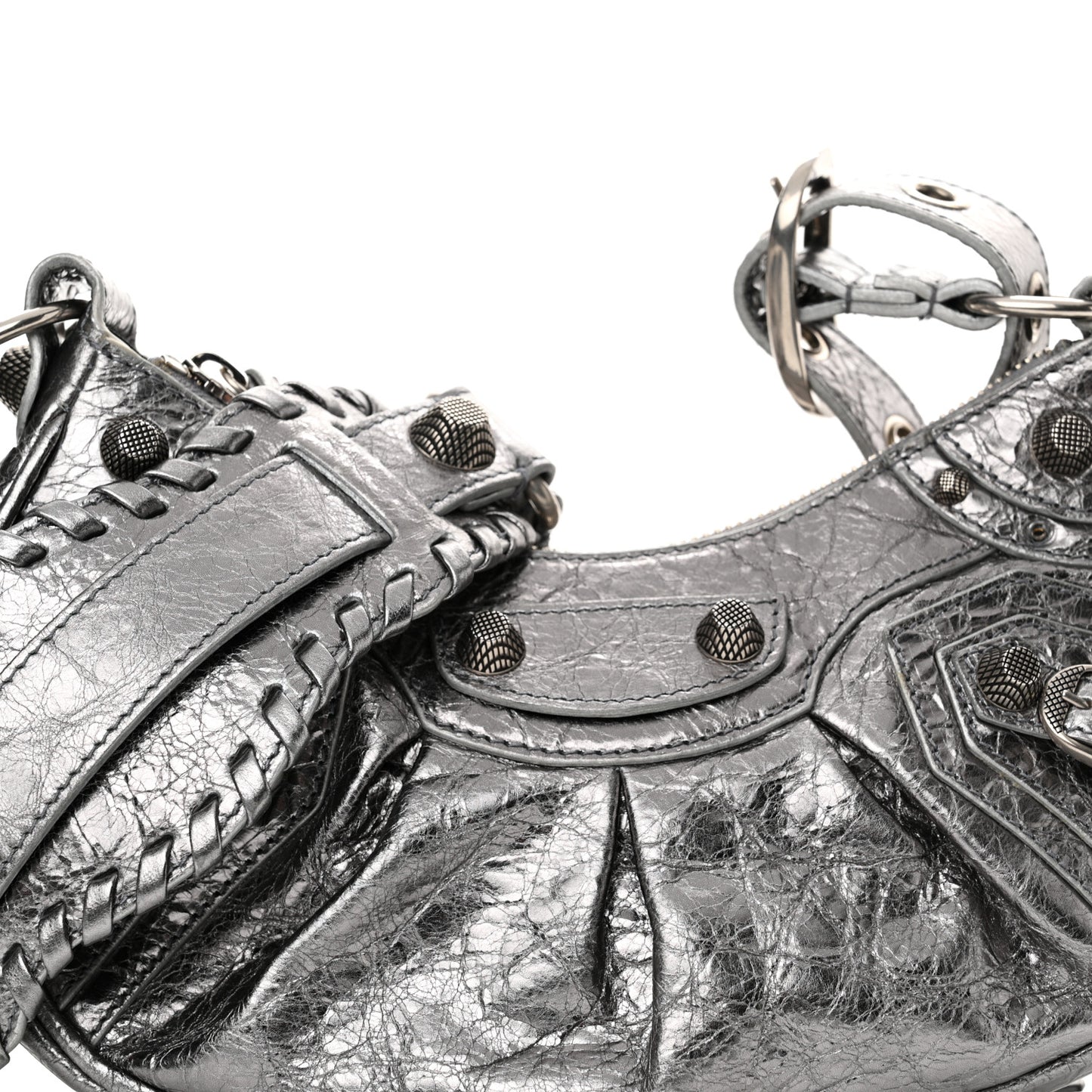 Metallic Agneau Arena Le Cagole Shoulder Bag XS Silver