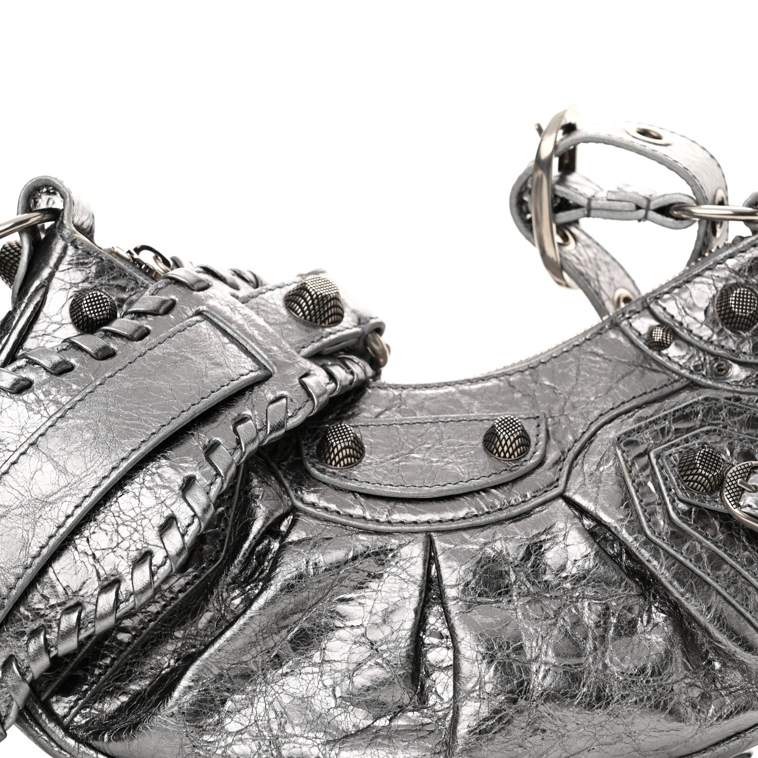 Balenciaga Metallic Agneau Arena Le Cagole Shoulder Bag XS Silver 9 of 11