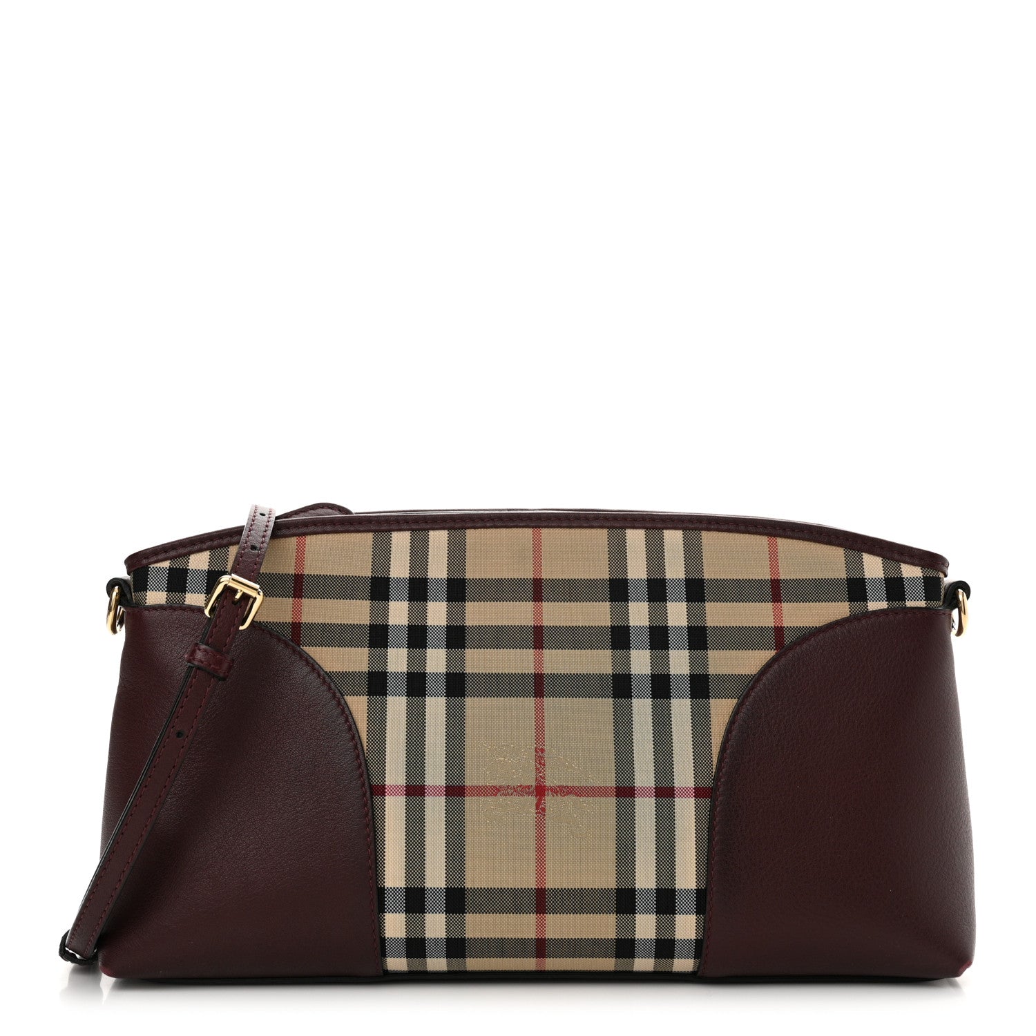 Burberry Horseferry Check Small Chichester Crossbody Clutch Bag Burgundy 1 of 10