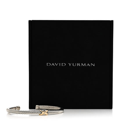 David Yurman Sterling Silver 18K Yellow Gold 4mm X Station Cable Bracelet 4 of 4