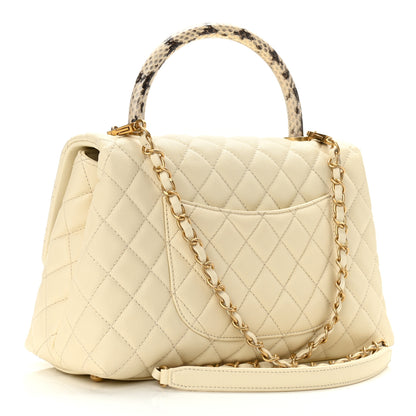 Chanel Caviar Elaphe Quilted Small Coco Handle Flap Ivory 3 of 11