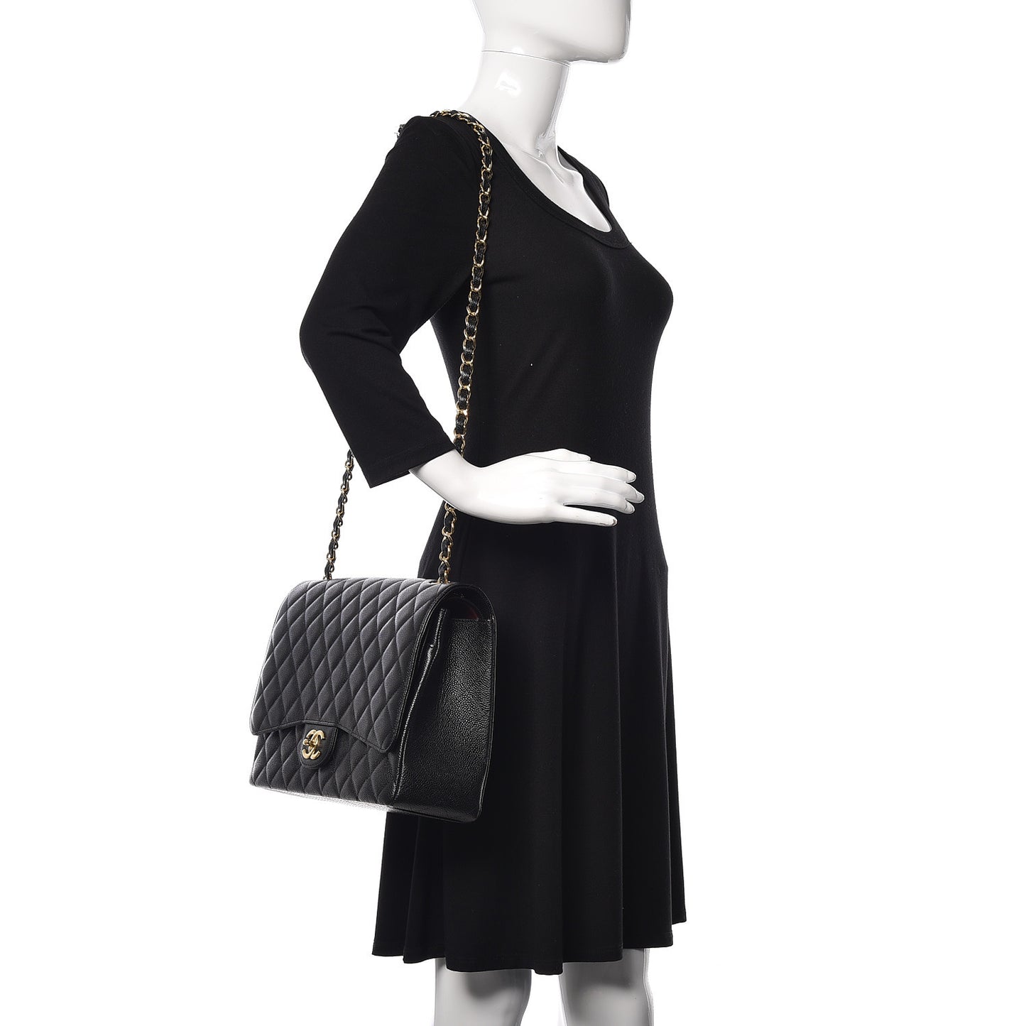 Caviar Quilted Maxi Double Flap Black