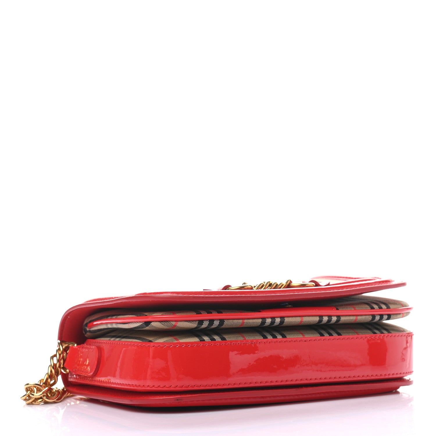 Burberry Patent 1983 Knight Check Link Shoulder Bag Bright Red 4 of 8