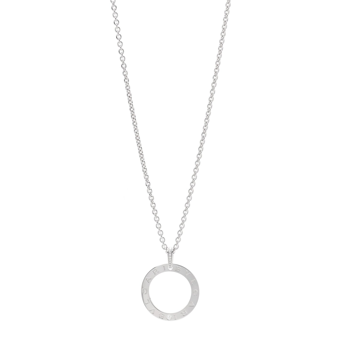 18K White Gold Diamond BVLGARI BVLGARI Circle Pendant Necklace