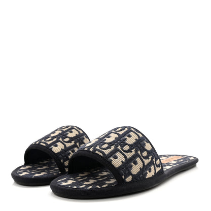 Christian Dior Velvet Oblique Chez Moi Sandal 38.5 Deep Blue 3 of 8