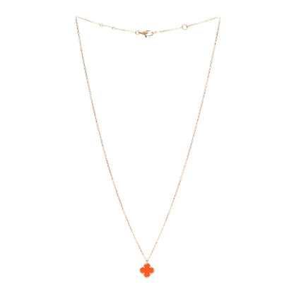 Van Cleef & Arpels 18K Rose Gold Carnelian Sweet Alhambra Pendant Necklace 3 of 7