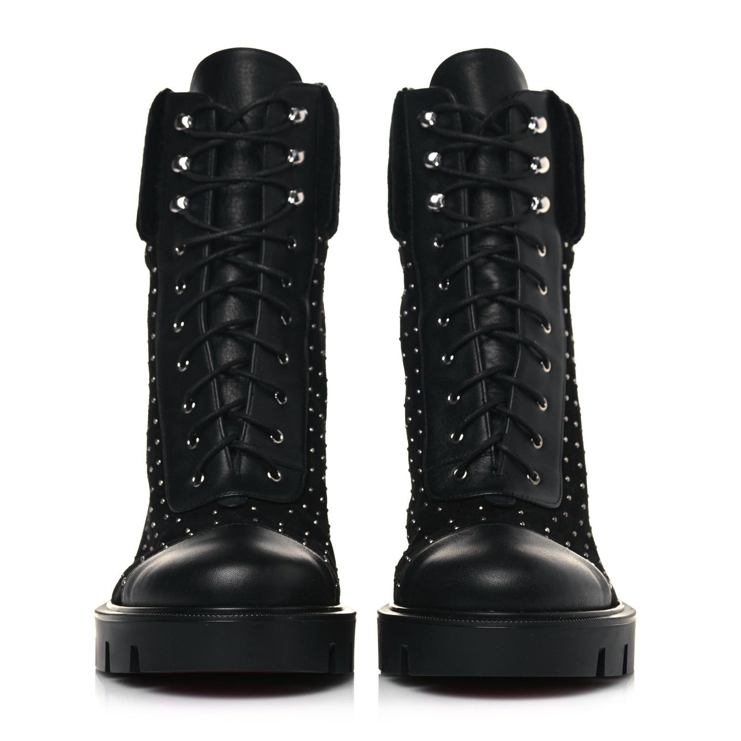 Dakita Calfskin 70 Studded Combat Boots 39.5 Black